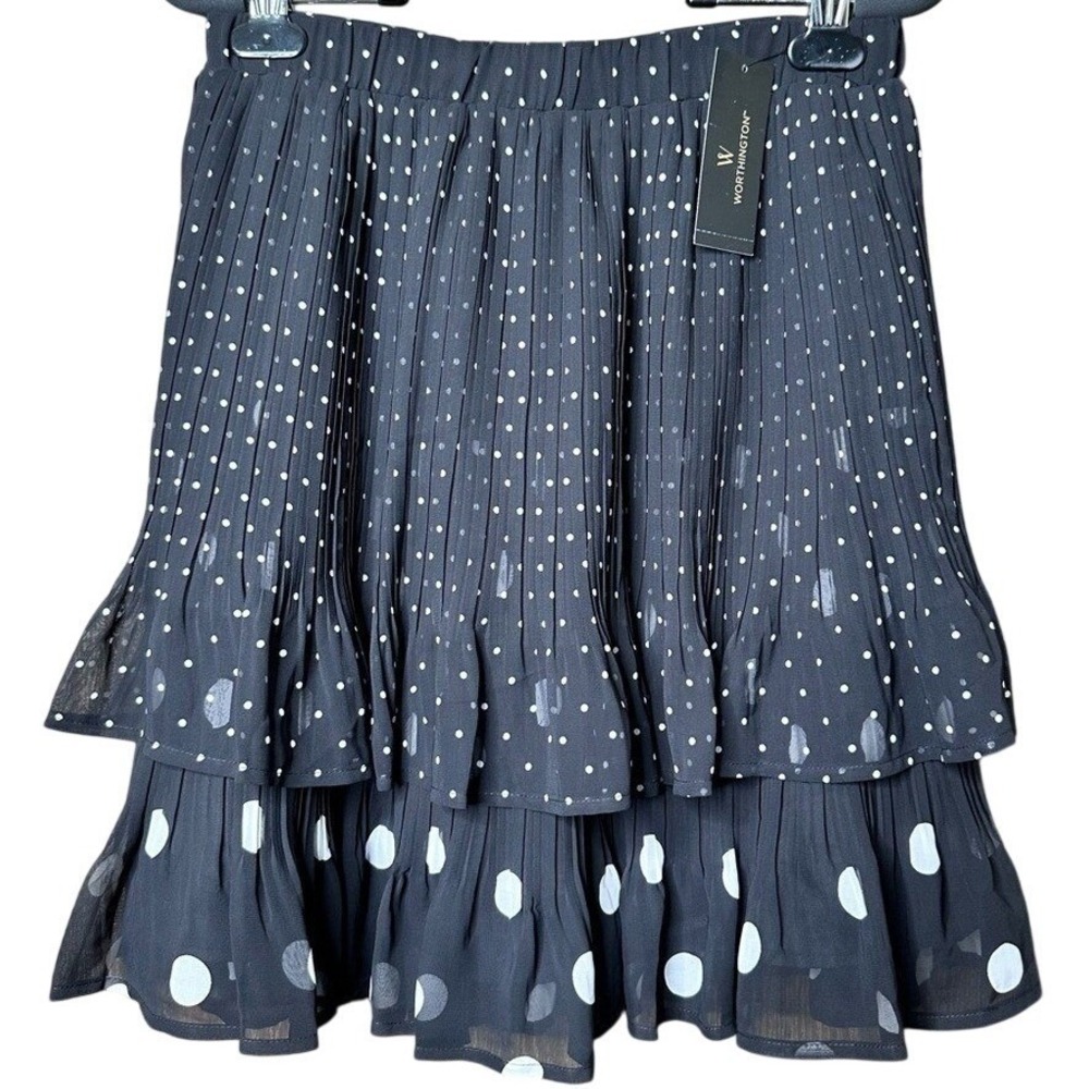 NWT Pleated Ruffle Polka Dot Skirt Women's 4 Maximalist Whimsigoth Fairy Layered